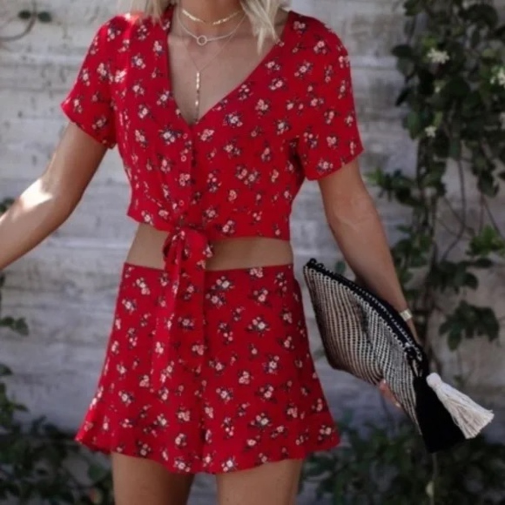 American Eagle | Red Floral Print 2-Piece